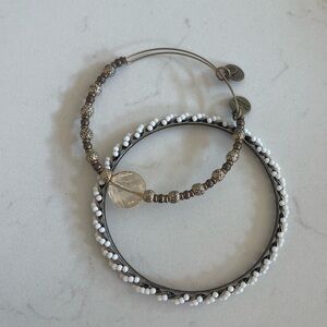 BUY 1 GET 1- Alex and Ani White and Gold Stone Wire Beaded Bracelet Set